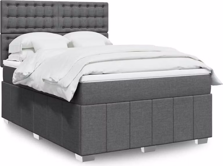Maison Exclusive - Giroletto a Molle con Materasso Grigio Scuro 160x200 cm Tessuto