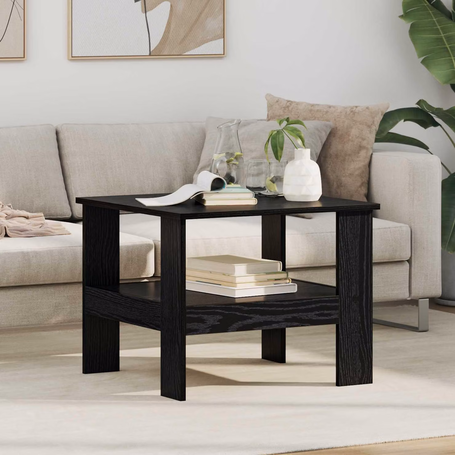 Maison Exclusive - Tavolino nero effetto rovere 57 x 55 x 45 cm Materiale ligneo