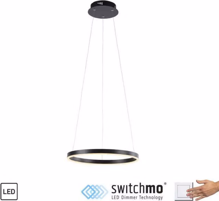 Lampada a sospensione a LED, nera, dimmerabile, H 120 cm