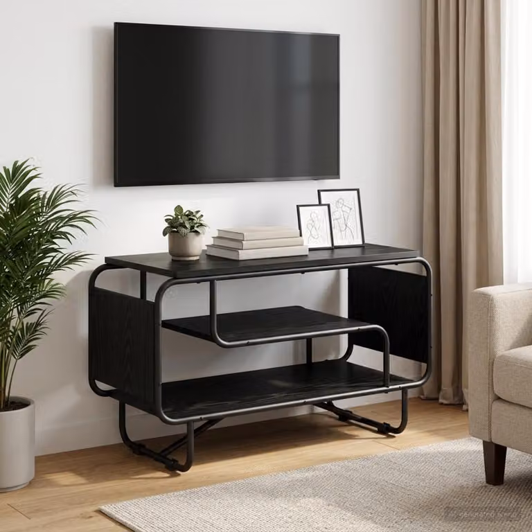 Supporto TV vidaXL in stile industriale, Rovere e Nero, L 80 x P 36 x H 45 cm