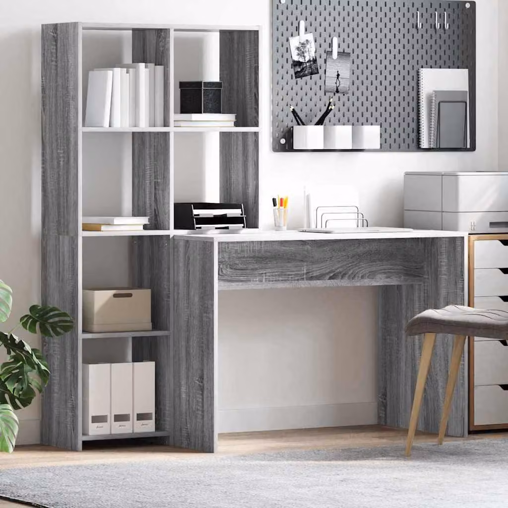 Maison Exclusive - Scrivania Grigio Sonoma 138,5 x 55 x 143 cm Legno multistrato