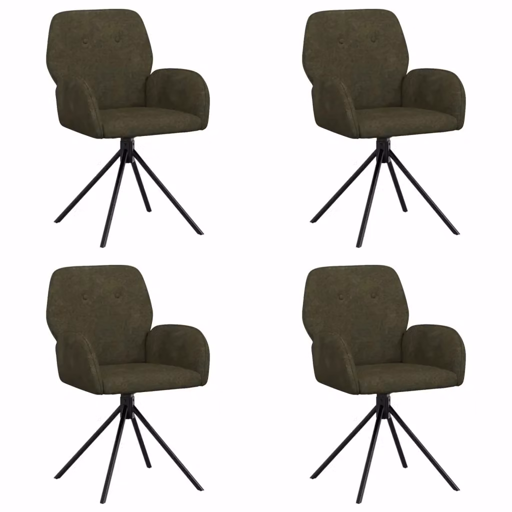 Set di 4 sedie da pranzo girevoli vidaXL in pelle scamosciata sintetica verde con braccioli e base in metallo – 2
