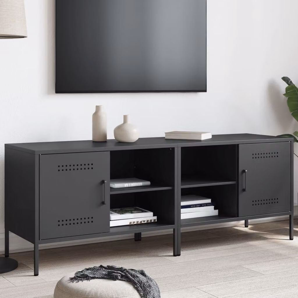 Set di 2 mobili TV vidaXL in metallo nero stile industrial L: 68 cm, P: 39 cm, H: 50,5 cm – 1