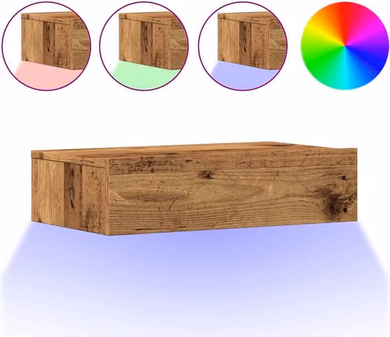 Mobile Porta TV con Luci LED Legno Antico 60x35x15,5 cm