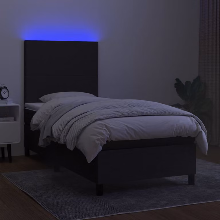 Maison Exclusive - Letto boxspring con materasso e LED nero 90x190 cm Tessuto