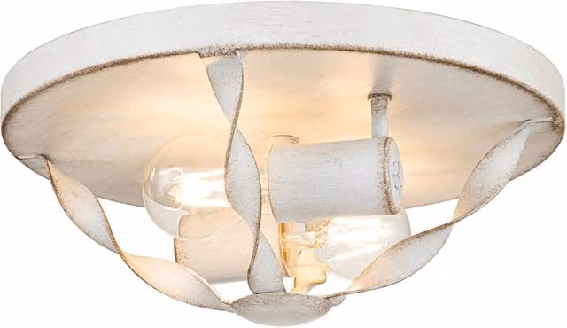 Plafoniera tonda in metallo Quoizel bianca con lampadine sostituibili e dimmerabile, Diametro: 33 cm