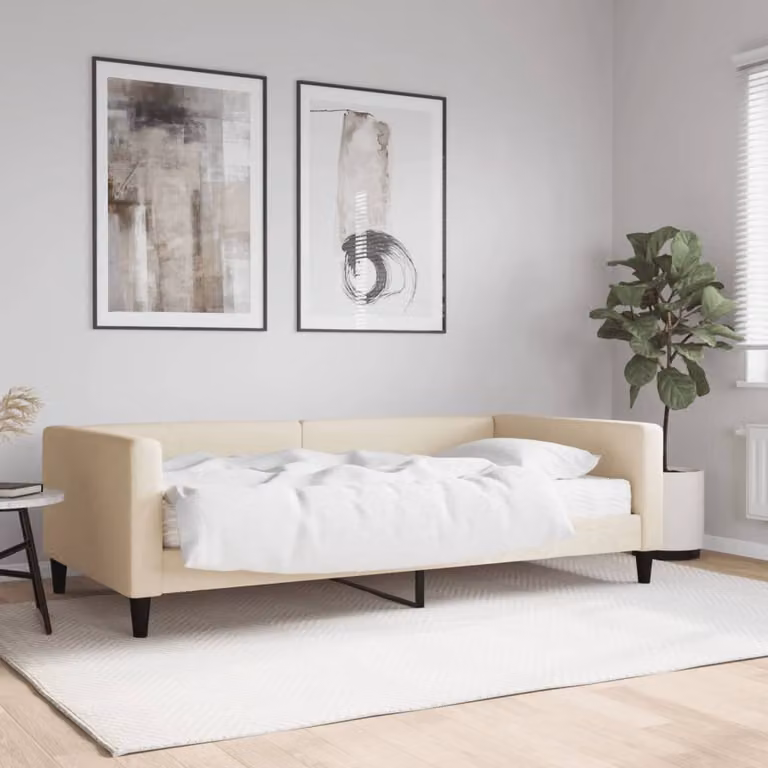 vidaXL Divano Letto con Materasso in Tessuto Beige L: 200 cm, P: 100 cm, H: 68 cm