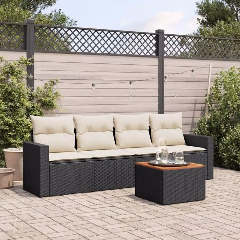 Set da salotto - Arredamento da salotto - Set di tavolino e sedie - Gruppo di sedute - Divano da salotto - Rattan in polietilene (PE) - Include cuscini lavabili