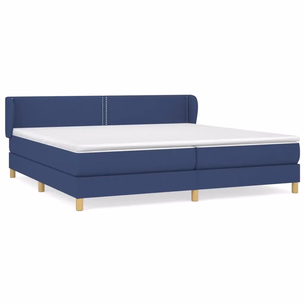 Letto Ibrido vidaXL con Giroletto a Molle e Materasso in Tessuto Blu e Bianco L/P: 200 x 200 cm – 2