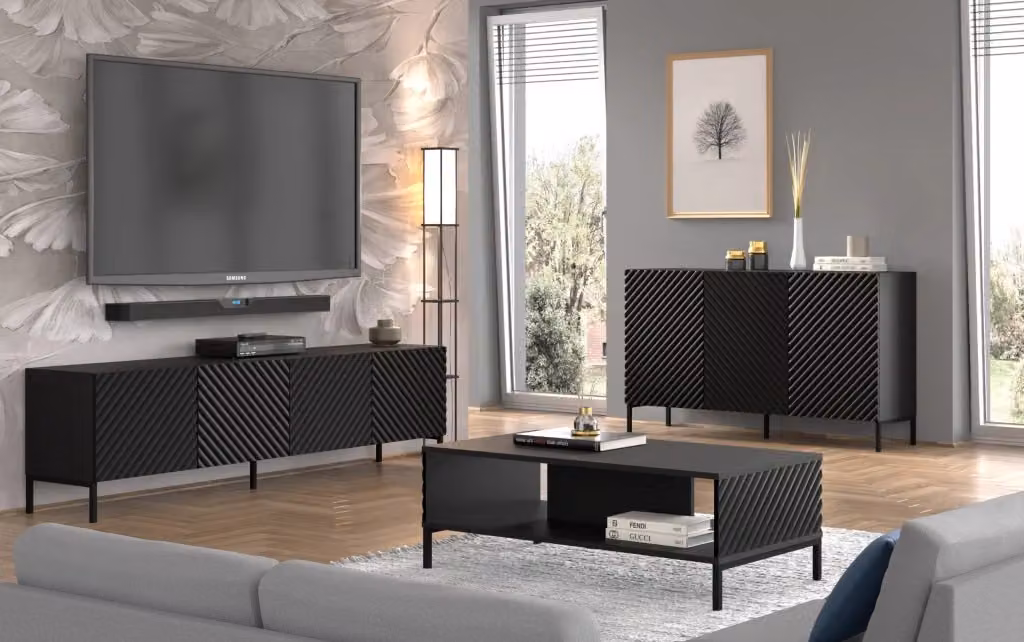 Tavolino da caffè Surf Bim Furniture nero opaco con gambe in metallo L: 90 cm, P: 60 cm, H: 43 cm – 2