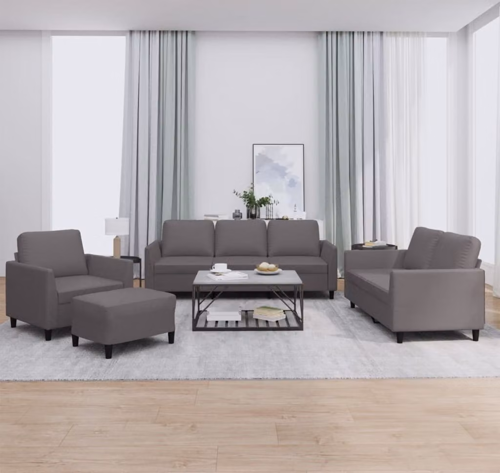 Maison Exclusive - Set divano 4 pezzi con cuscini, in ecopelle grigia