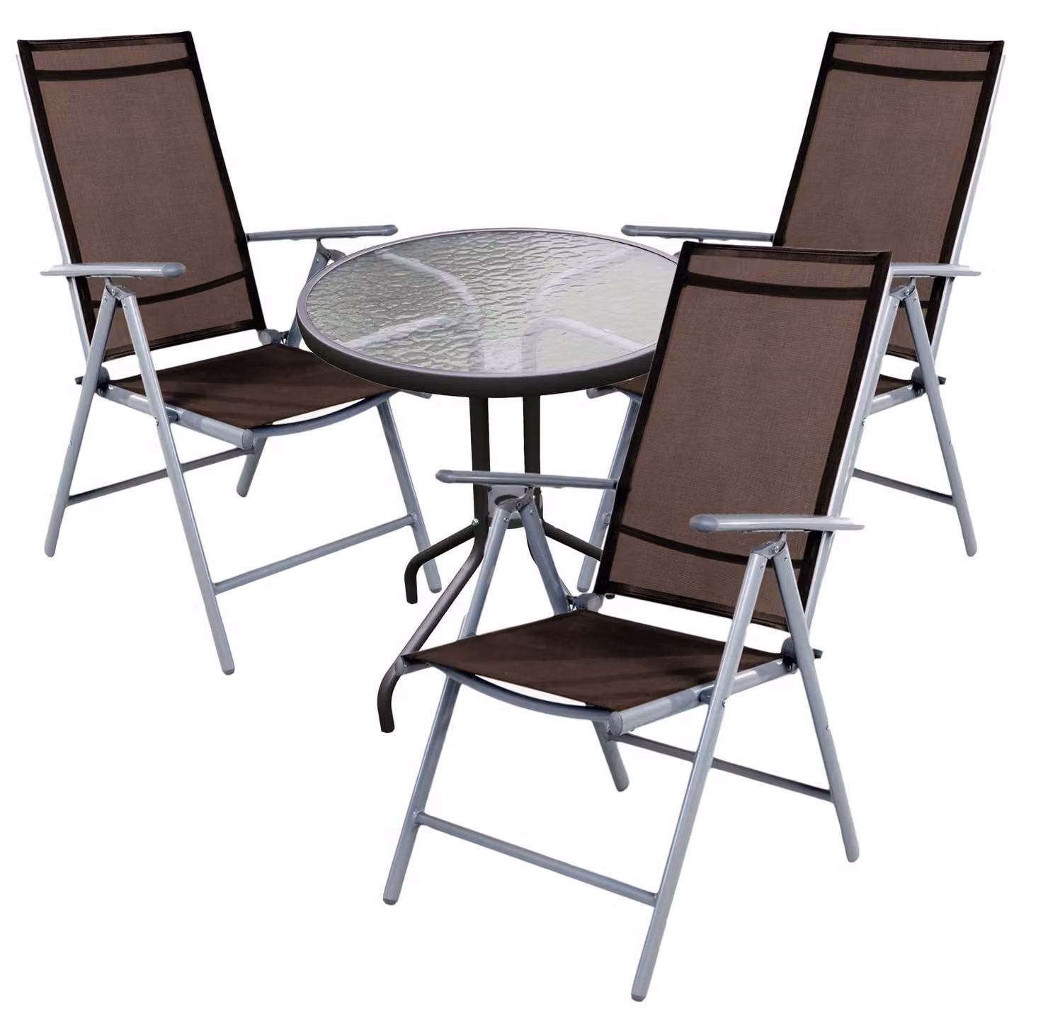 Set da bistrot, 4 pezzi, grigio argento/marrone cioccolato