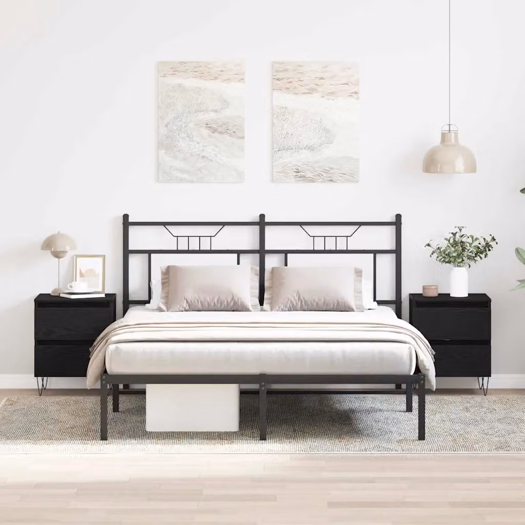 Set di 2 Armadi da Notte vidaXL Moderni in Nero Opaco L: 40 cm, P: 35 cm, H: 50 cm