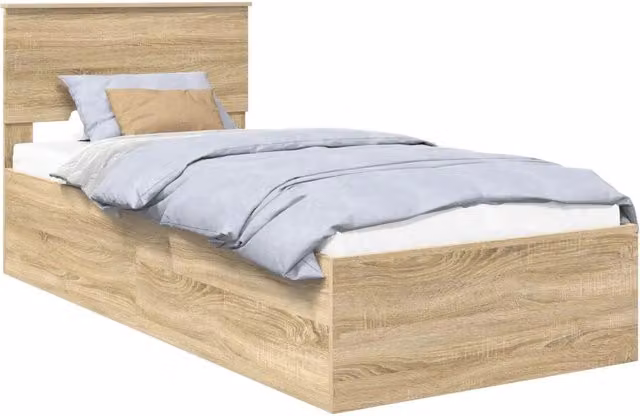 Letto singolo moderno in legno color marrone L: 90 cm, P: 190 cm, H: 78 cm – 1