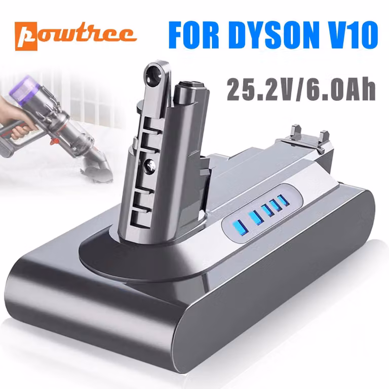 Batteria di ricambio per V10/SV12 - Li-Ion - Tensione 25,2 V - Capacità 6000 mAh - Con filtro - Compatibile con la serie Cyclone V10 - Blu