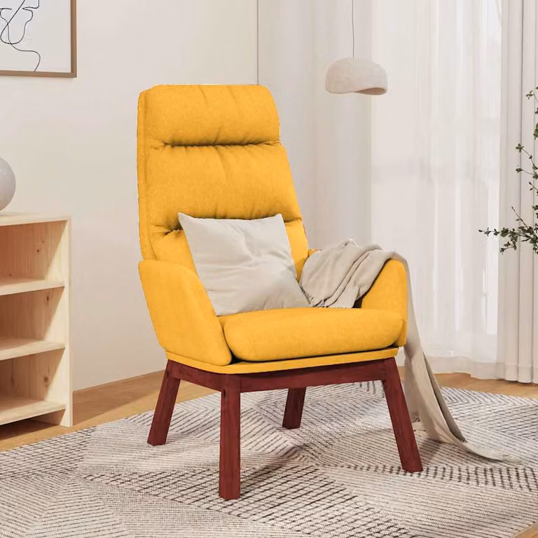 Sedia Relax vidaXL Giallo con Braccioli e Rivestimento in Tessuto