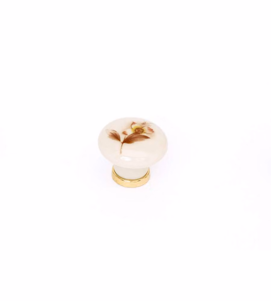 Pomolo autunno in porcellana finitura oro/bianco 30 mm