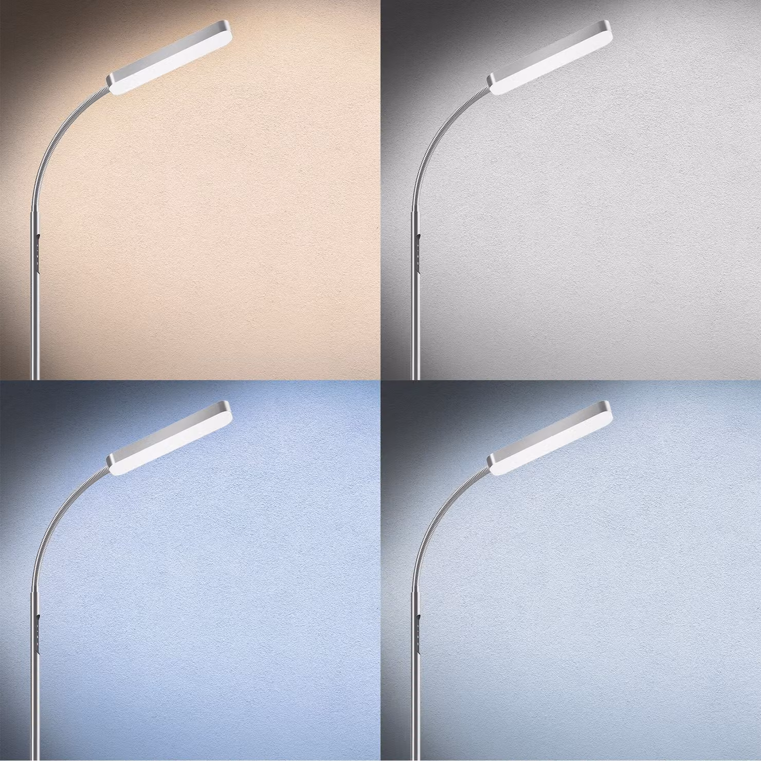 Lampada da terra LED tectake argento, 12 W, dimmerabile con telecomando e timer – 3
