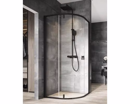 Cabina doccia con ingresso angolare RAVAK NSKK3 - 100 Nexty 100 x 100 cm colore telaio vetro nero decoro vetro chiaro 3O6AA300Z1