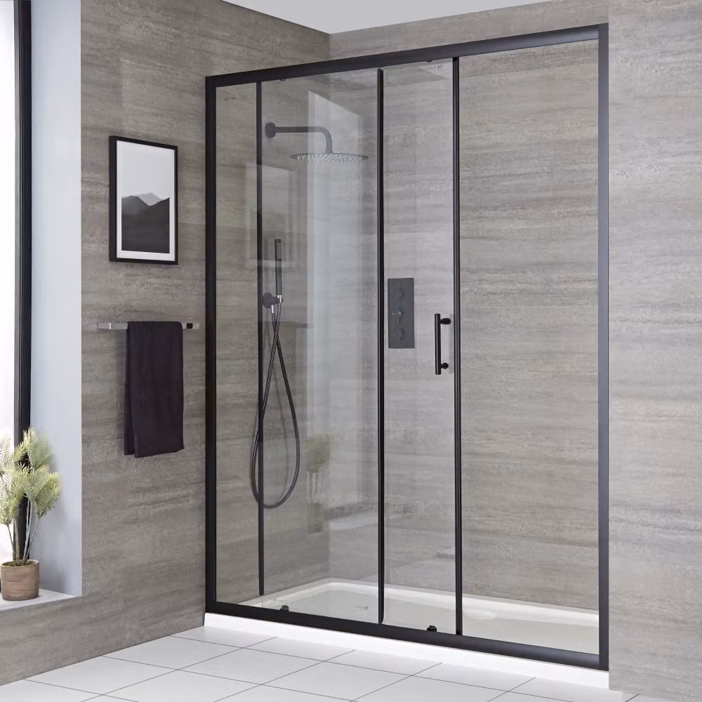 Porta Doccia Scorrevole Tripla da 800mm con Piatto Doccia 800 x 800mm - Nox