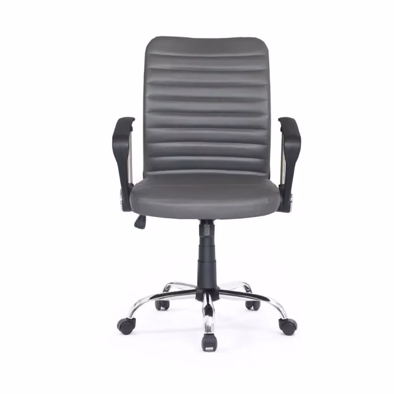 Poltrona da ufficio ergonomica Effezeta Italia Asgar in ecopelle tortora con base cromata e ruote – 2