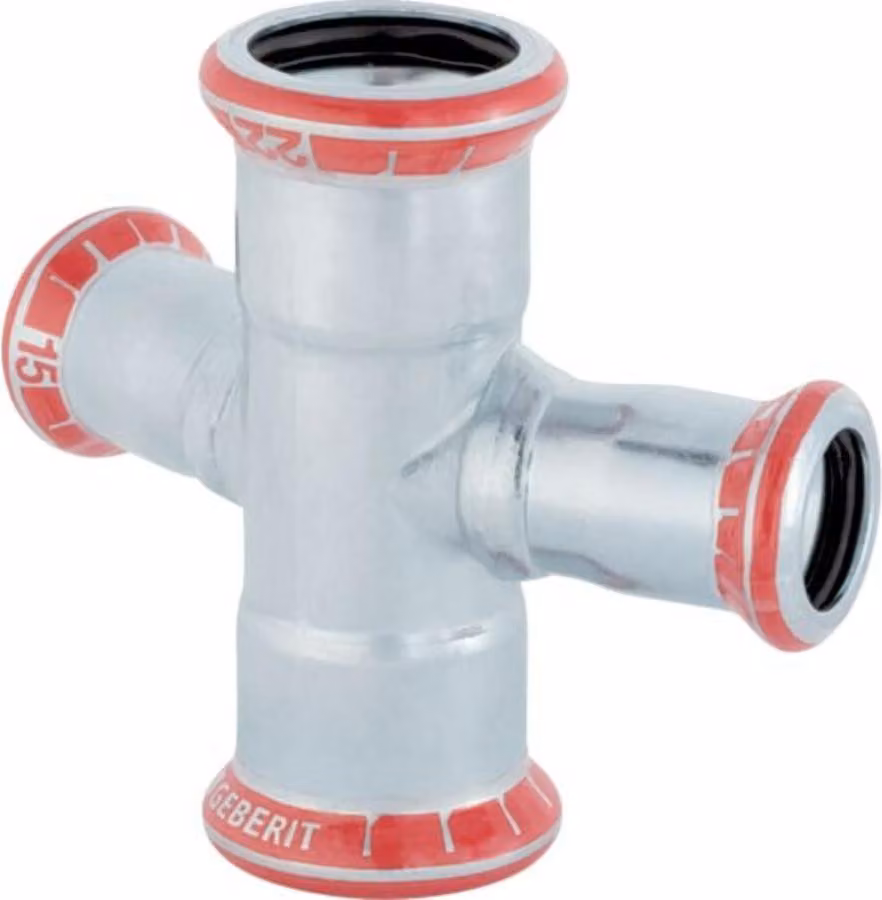 Traversa Geberit Mapress Acciaio al carbonio d 22x15mm, 30Gr, rosso, zincato esternamente