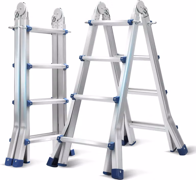 Scala telescopica professionale Izrielar 2,4 m in alluminio argento portata 150 kg scala multiuso piedini in gomma antiscivolo