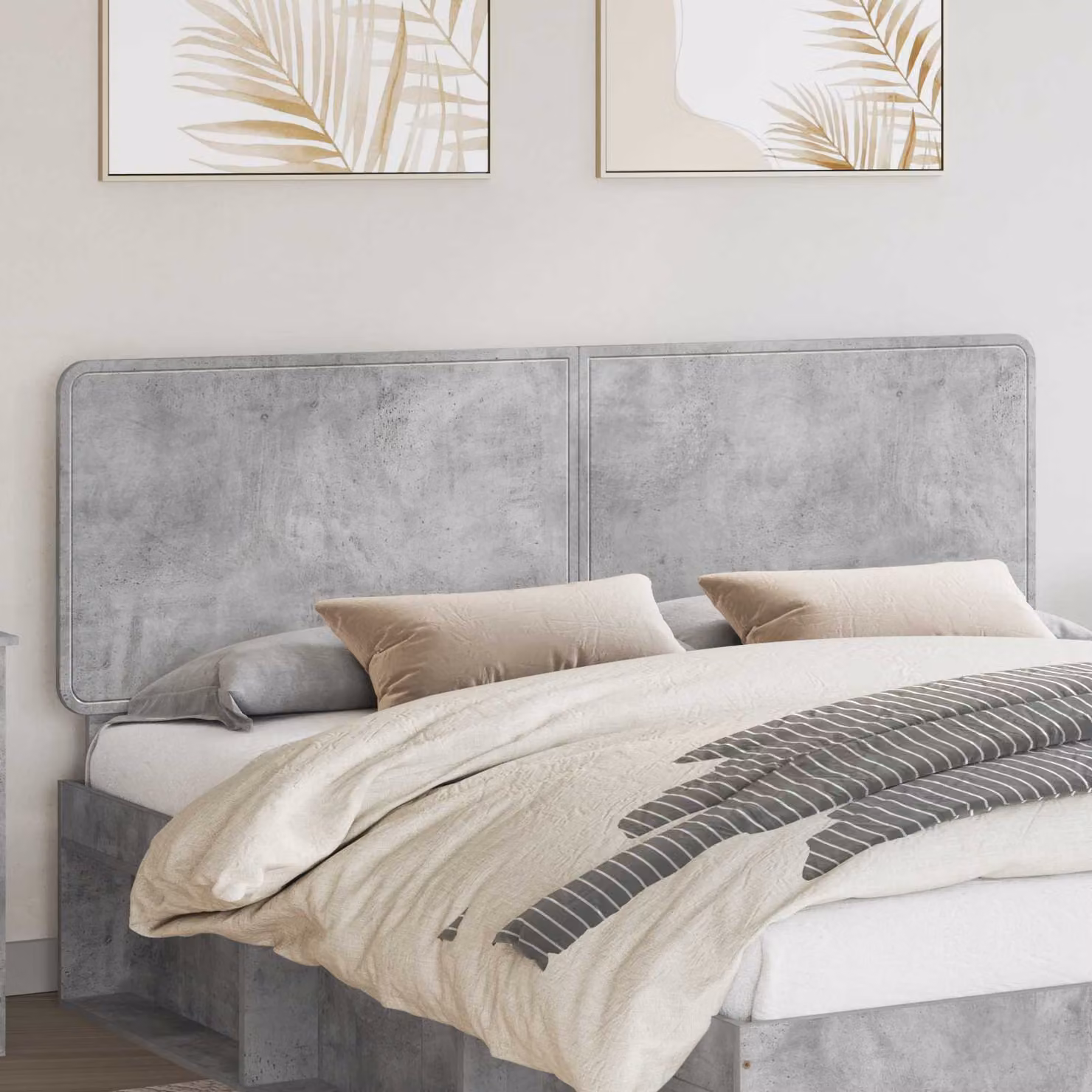 Testiera per letto moderna vidaXL in legno ingegnerizzato grigio cemento effetto opaco