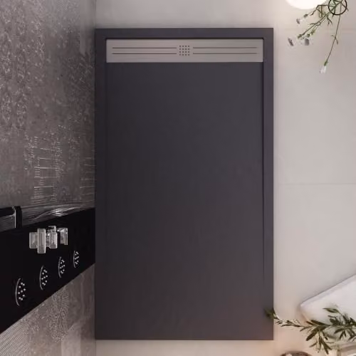 Piatto doccia in marmo resina NERO pietra cemento GRID - Misura 80x200