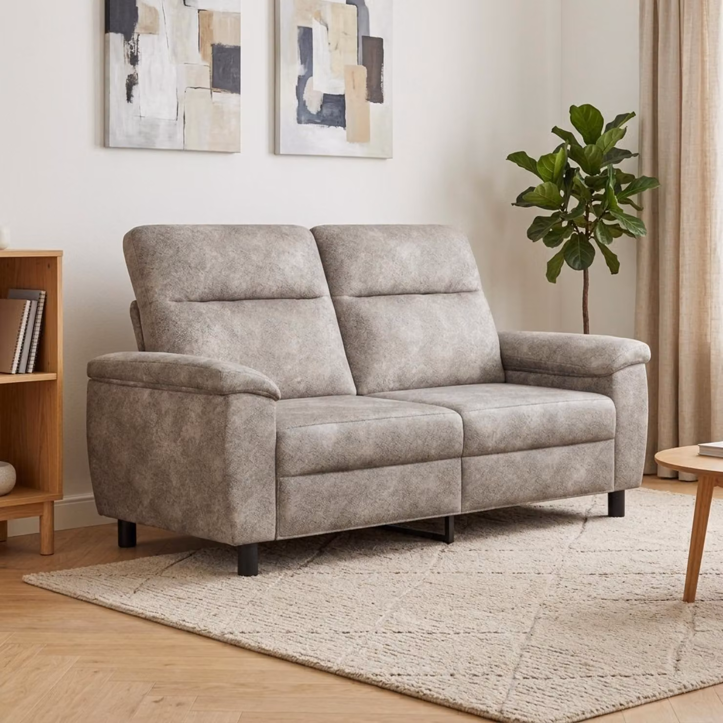 Divano moderno vidaXL in microfibra e similpelle grigio con struttura in metallo L: 178 cm, P: 90 cm, H: 95 cm