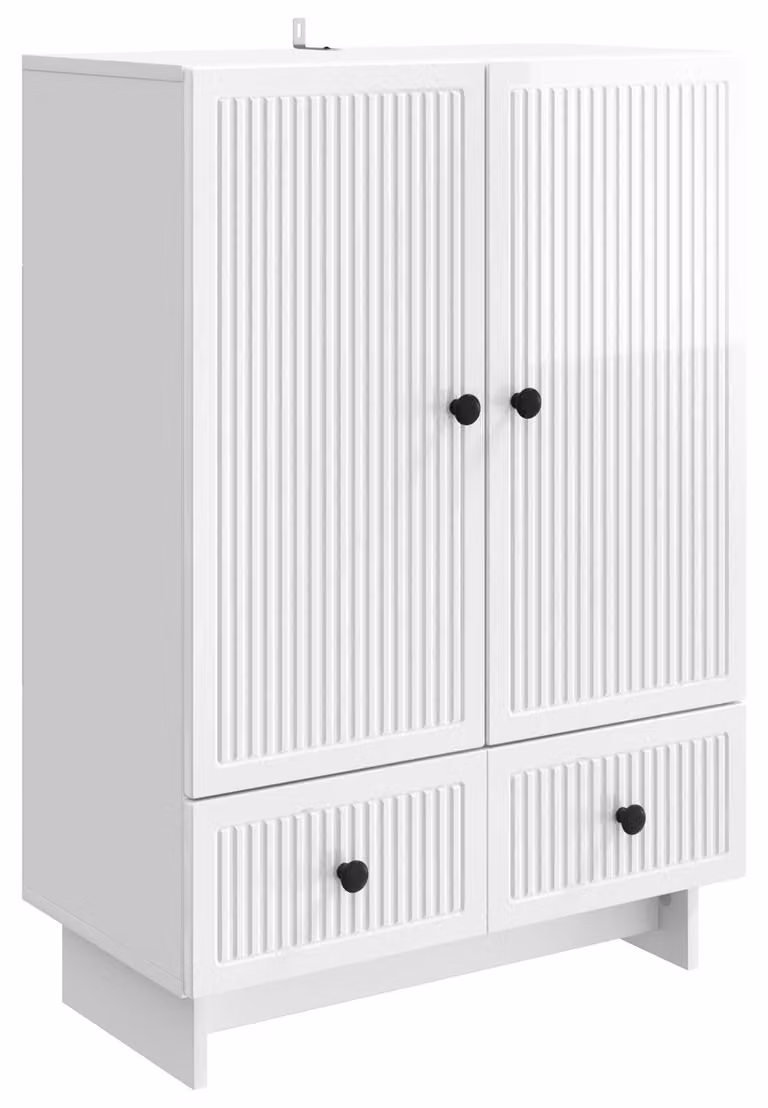 Credenza Bianco Lucido 66 x 34,5 x 95 cm Legno ingegnerizzato