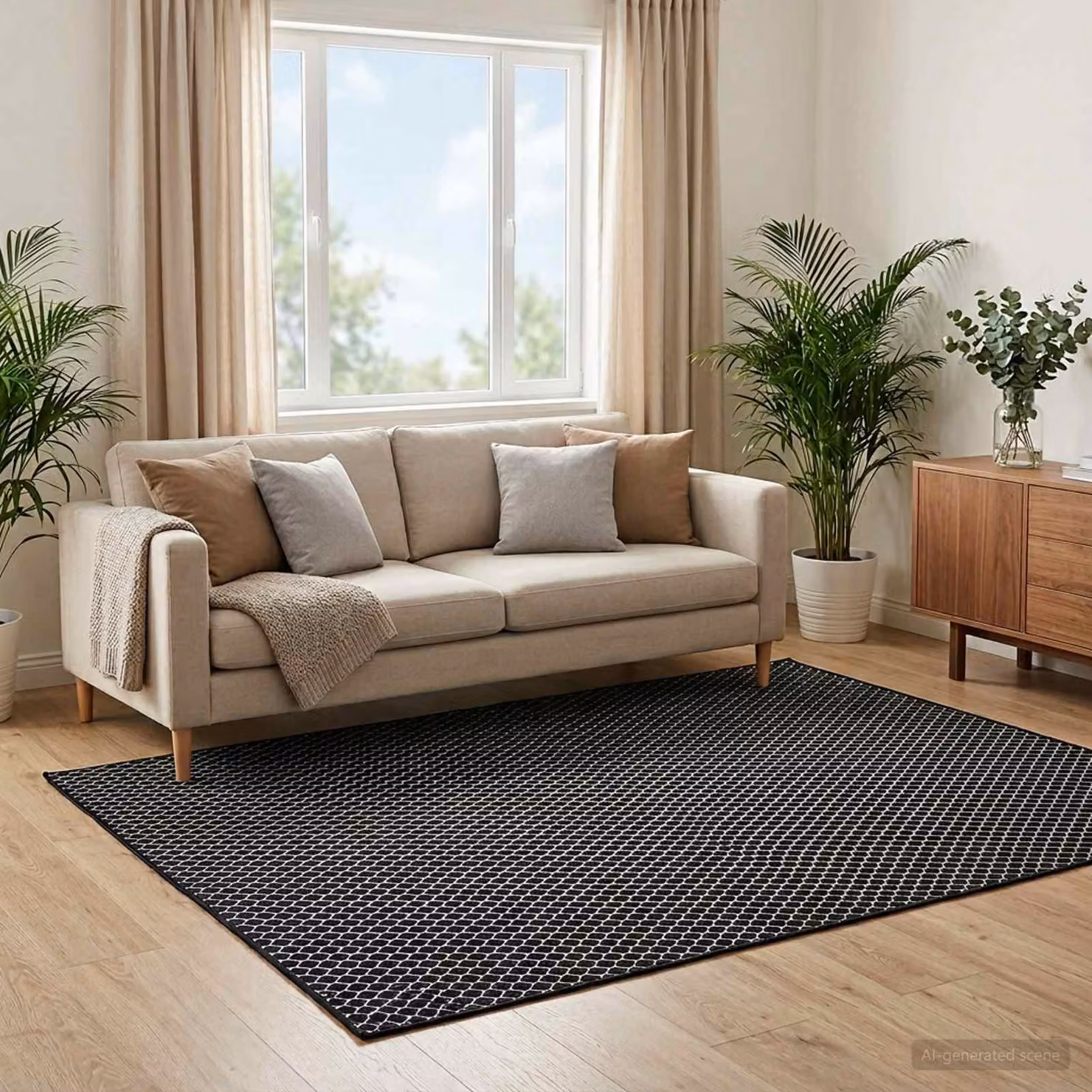 vidaXL Tappeto ORIZ Motivo a rete nero 240 x 340 cm 100% Poliestere