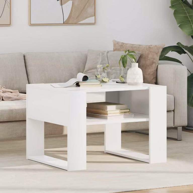 Maison Exclusive - Tavolino bianco, dimensioni 66 x 53 x 45 cm, realizzato in materiale composito di legno