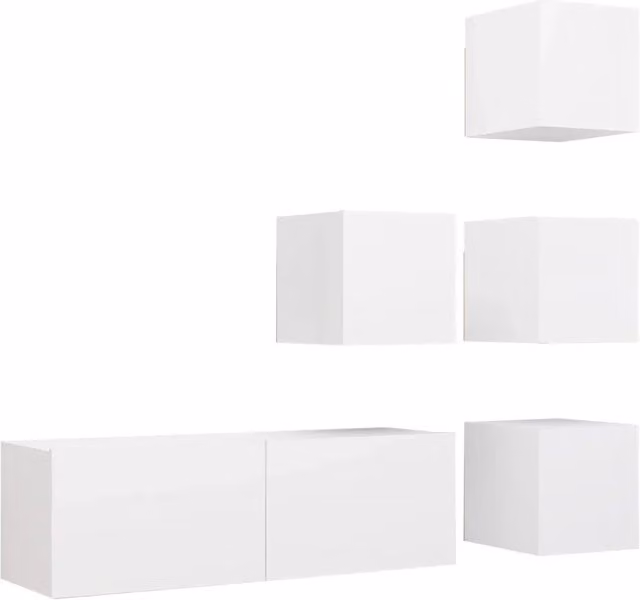 Set Mobili Porta TV 5 pz | Armadietto TV | Mobile Porta TV Bianco in Legno Multistrato