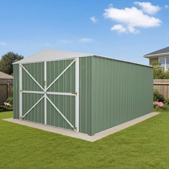 Casetta garage da giardino NOTEK in acciaio zincato verde L: 360 cm, P: 514 cm, H: 232 cm – 1