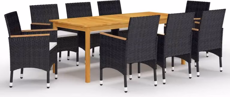 Maison Exclusive - Set da pranzo da giardino 9 pezzi nero