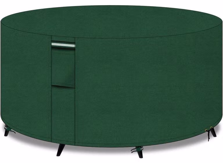 Copertura rotonda per tavolo da giardino, 163 x 71 cm, verde, realizzata in tessuto Oxford 600D, impermeabile, resistente al vento e con protezione UV