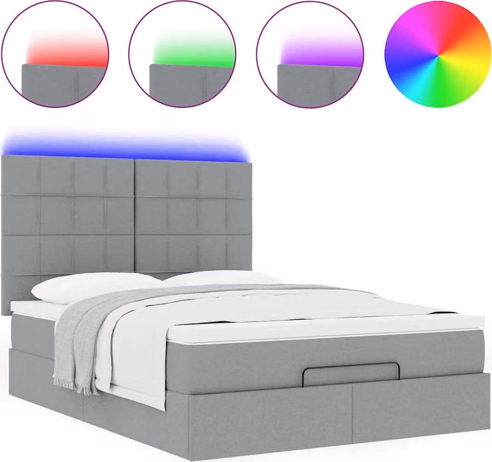 Struttura Letto Pouf con Materasso 140x200 cm in Tessuto