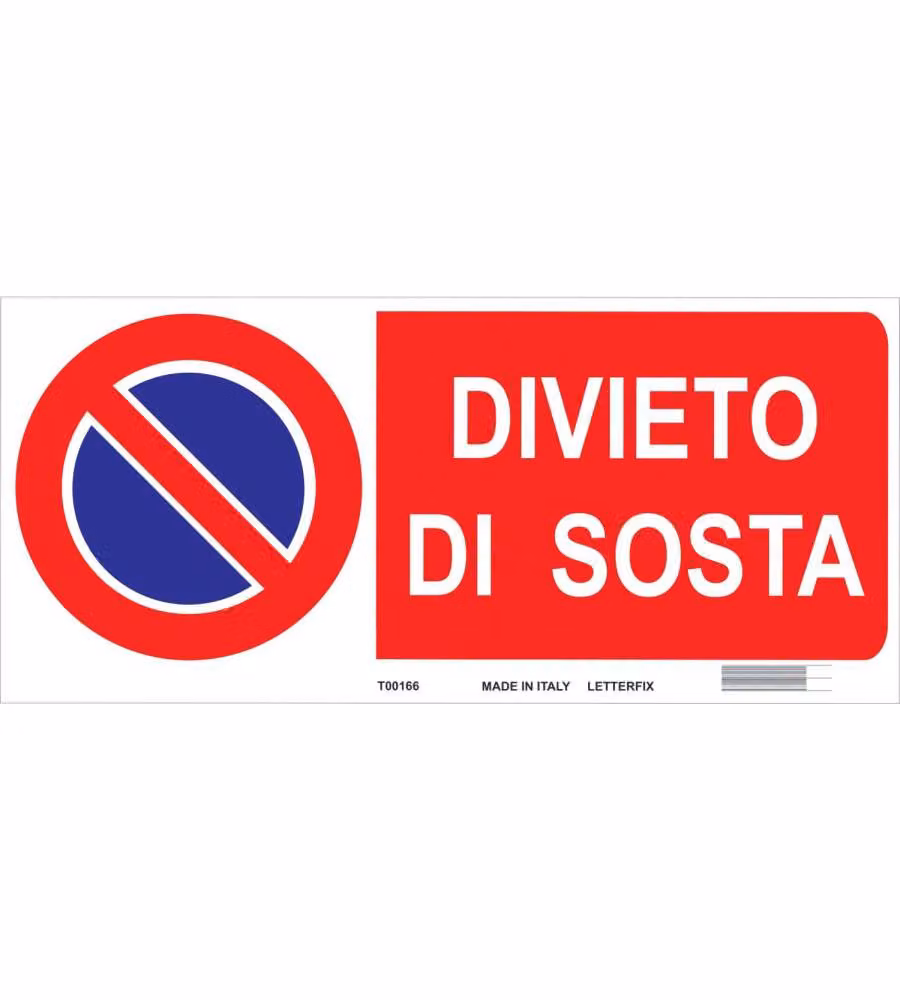 ROSH Targa Divieto di Sosta in Propilene 31x14 cm Rossa Montaggio a Parete