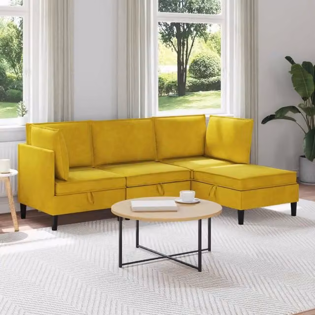 Set di mobili per il soggiorno 4 pz Giallo Velluto 3413760