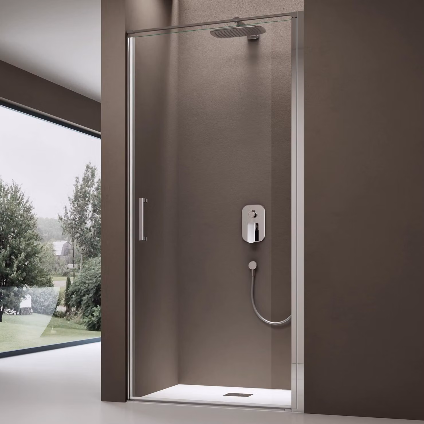 doporro Porta Doccia a Nicchia Battente 100x195 cm Box Doccia in Vetro Temperato 8 mm Trasparente con Profilo Cromato šC Teramo36K