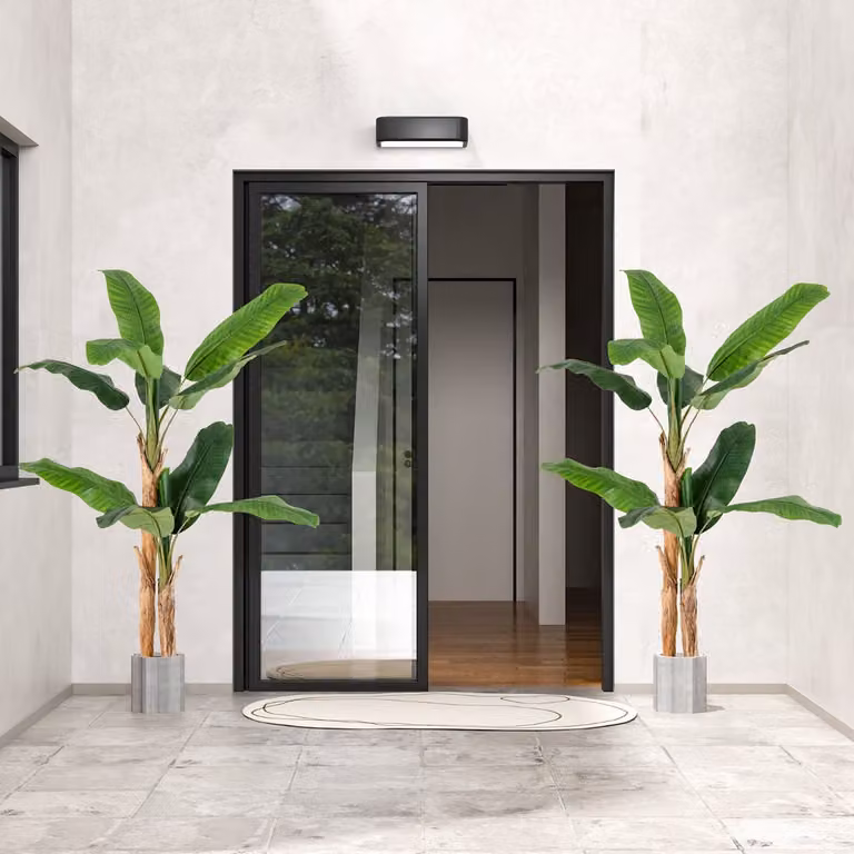 Albero di banana artificiale Costway con grandi foglie verdi e vaso, Altezza: 165 cm