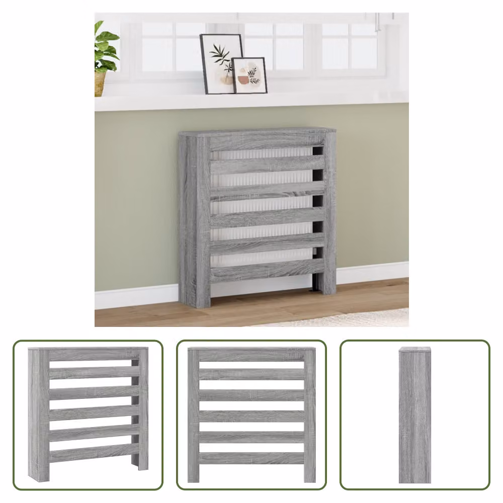 The Living Store Rivestimento per radiatori Grigio Sonoma 78x20x82 cm Materiale a base di legno