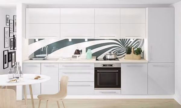 Mobile cucina Mobile cucina 340cm Cucina completa bianco / RAL 7047 telegrigio - RAL 9010 bianco puro laccato semi opaco