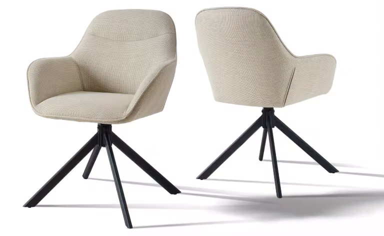 Sedia da pranzo - Sedia girevole - Sedia a conchiglia - Sedia da cucina - Sedia - Set di 2, colore beige - Girevole a 360 gradi