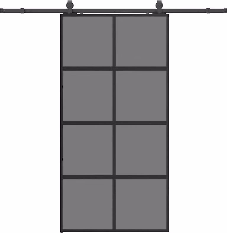 Porta Scorrevole Ferramenta Nera 102,5x205 cm Vetro Temperato