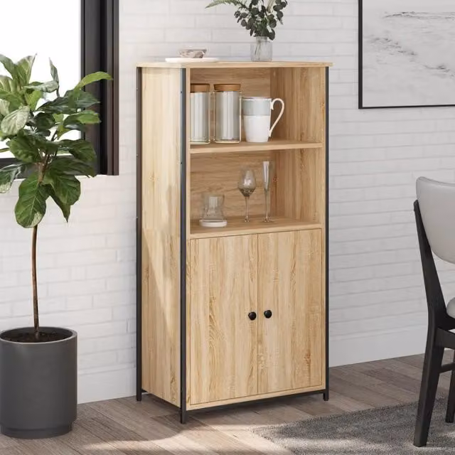 Credenza-Buffet-Armadio da cucina Rovere Sonoma 62x36x121,5 cm in Legno Multistrato