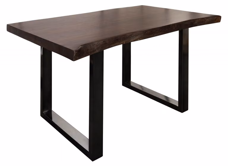 MASSIVMOEBEL24 | FREEFORM 5 Tavolo da pranzo in legno di acacia - laccato marone / gambe in ferro - antracite lucido 140x90x77