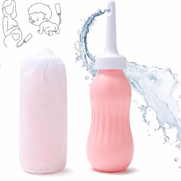 Doccia intima - Doccia bidet portatile - 500 ml - Bidet portatile per uomo e donna - Bidet da viaggio con custodia - Flacone per l'igiene personale da portare con sé - Rosa