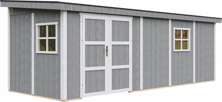 Casetta da giardino di 14,3 m² - H231x248x648 cm - Senza pavimento e parete laterale - Timbela M941B-CAVERN STEEL